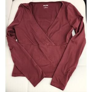 Fitted Stretch Surplice Wrap Top - M